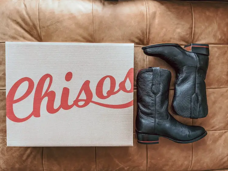 A pair of chisos boots and their box
