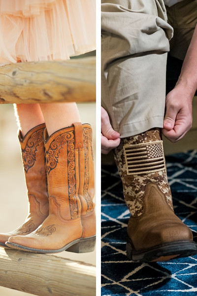 Man and women wear cowboy boots with different style of shaaft and vamp