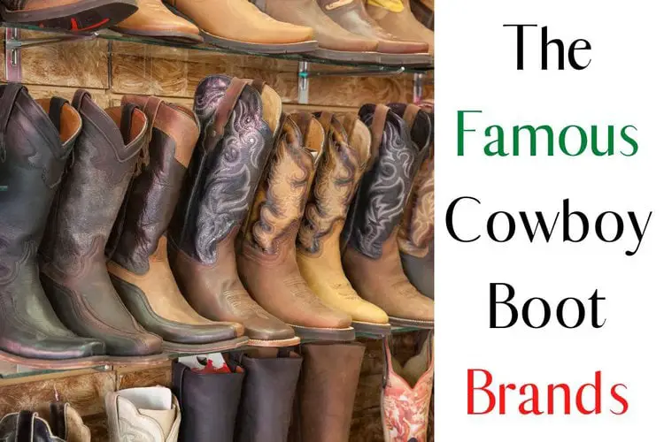Many pairs of cowboy boots in the store and the title