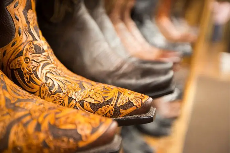 Cowboy boots in the store