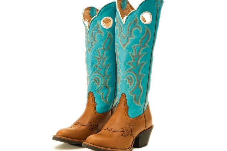 buckaroo boots with blue shaft and brown foot