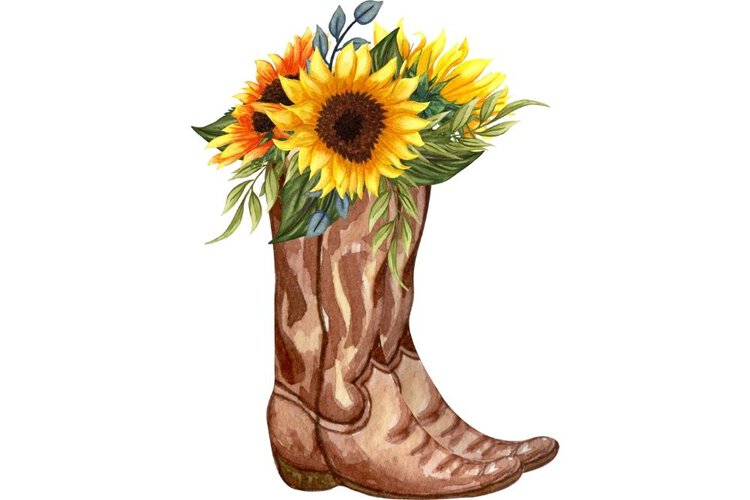 Cowboy boots as planter