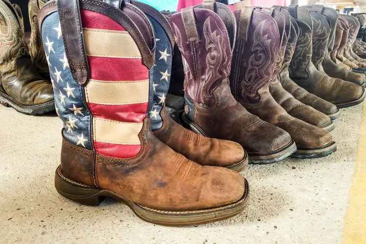 Pairs of cowboy work boots