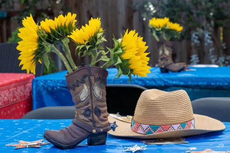 cowboy boots as a flower pot