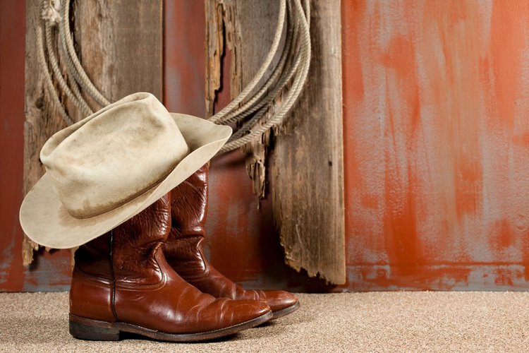 Cowboy boots and hat on the house