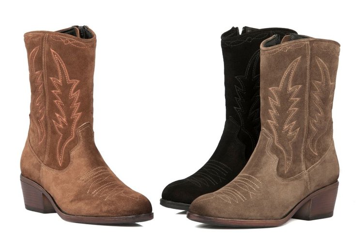 two pairs of suede cowboy boots