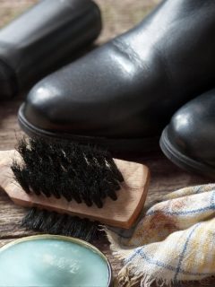 condition leather cowboy boots with wax, brush and cloth