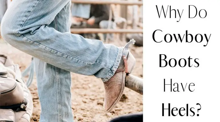 Man wear jeans with cowboy boot stand on the fence and the title