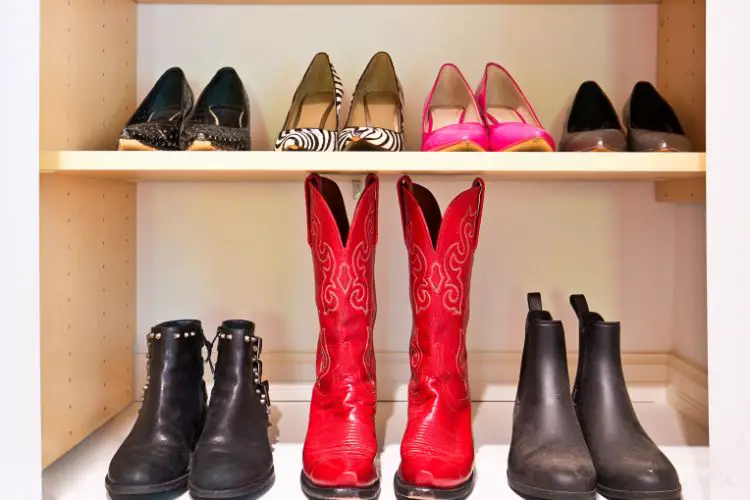 cowboy boots in storage closet