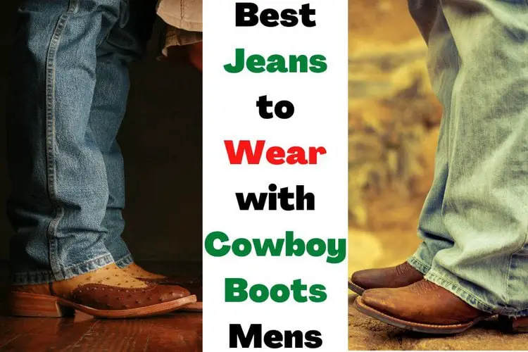 Man wear cowboy boots with jeans and the title