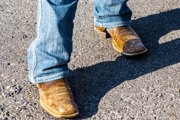 Broad square toe cowboy boots