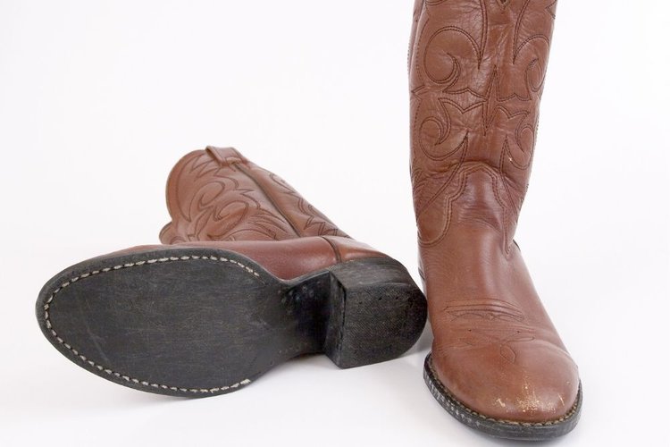 A pair of brown cowboy boots