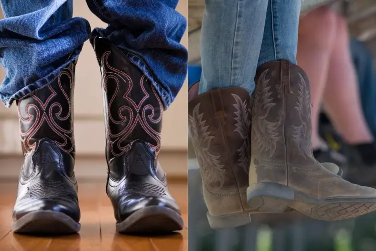 Man and women wear cowboy boots with jeans