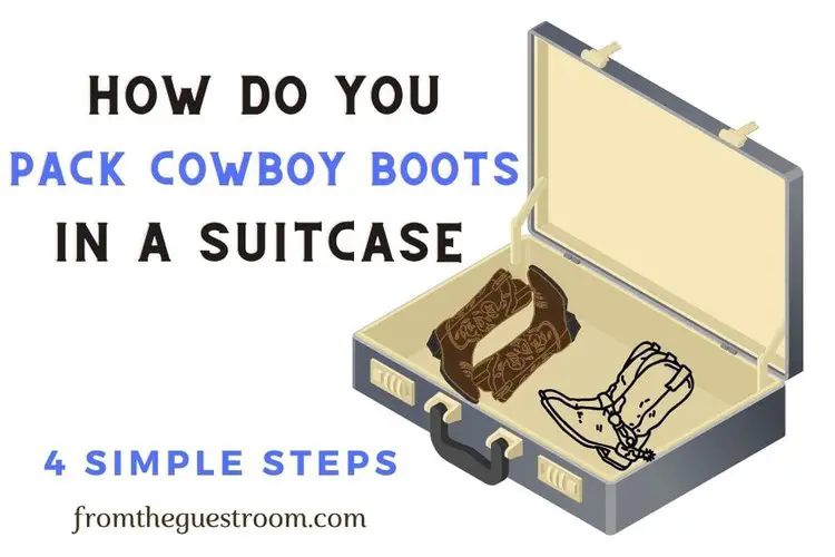 Suitcase contains cowboy boots and title