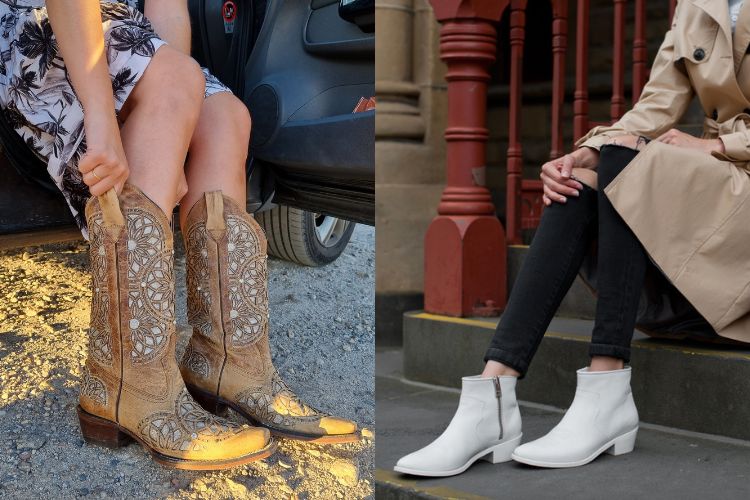 women wear tall and short cowboy boots