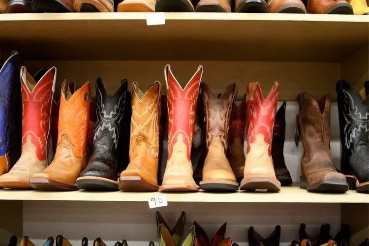 deep V cut of cowboy boots