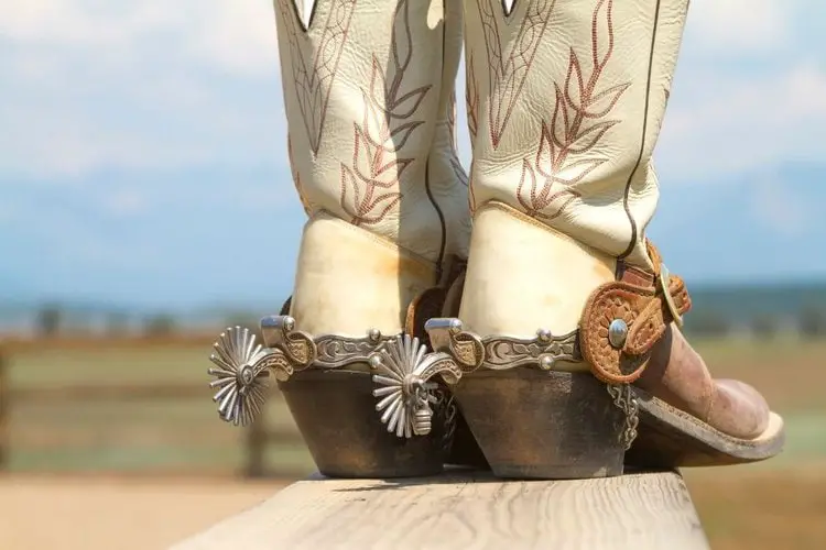 Cowboy boots on the wooden floor