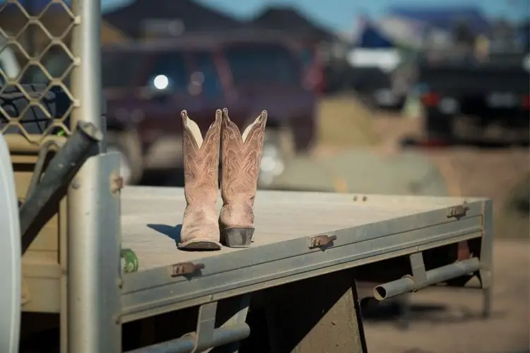 cowboy boots on the truck