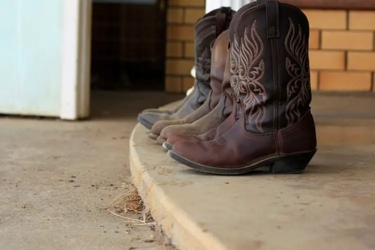 2 pairs of cowboy boots on the floor