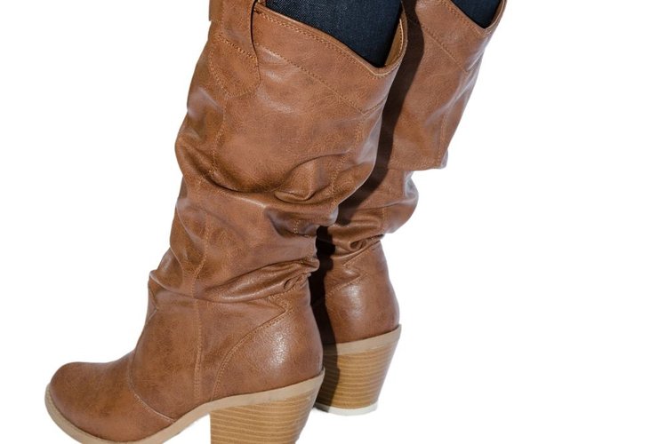 creases on the leather cowboy boots