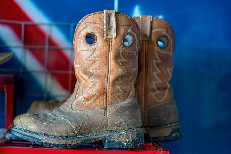 A pair of cowboy work boots