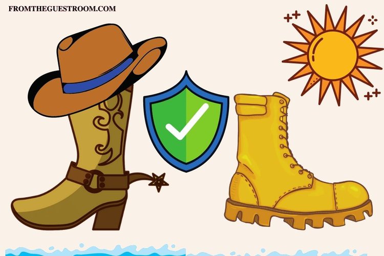 Cowboy boots and lace boots are resistant to heat and water !!