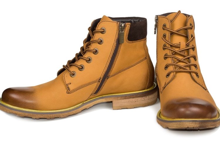 Yellow lace up boots