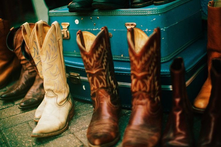 cowboy boots with deep V cut