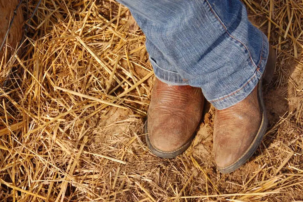 man wearing jeans and cowboy boots