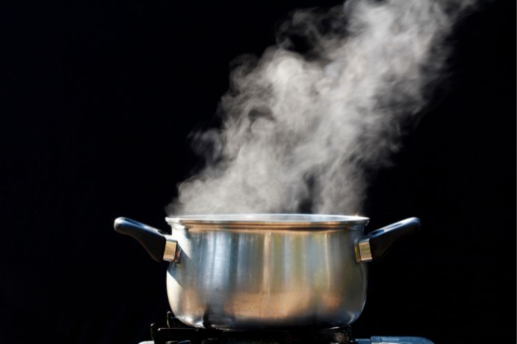 steam over boiling water