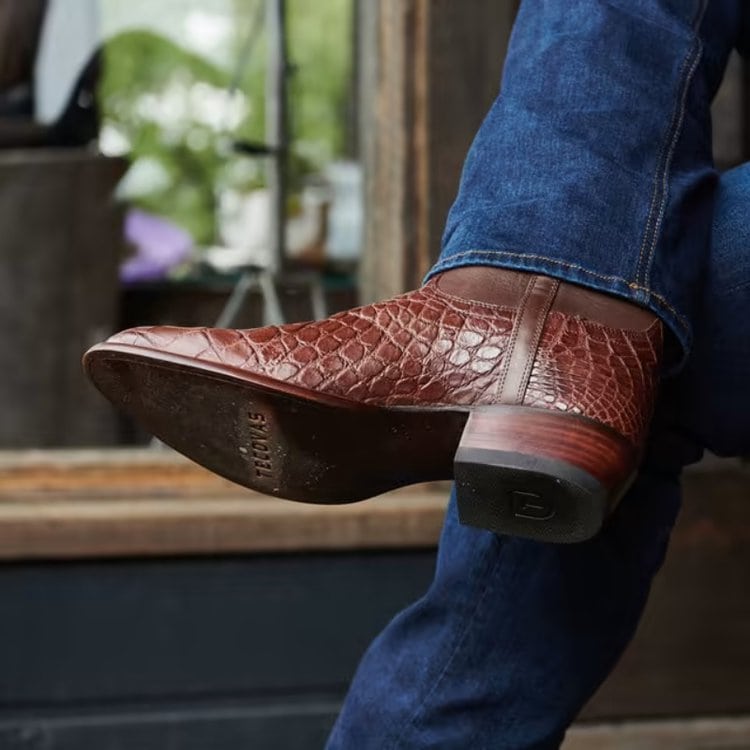 the smooth leather sole of The Austin cowboy boots from Tecovas