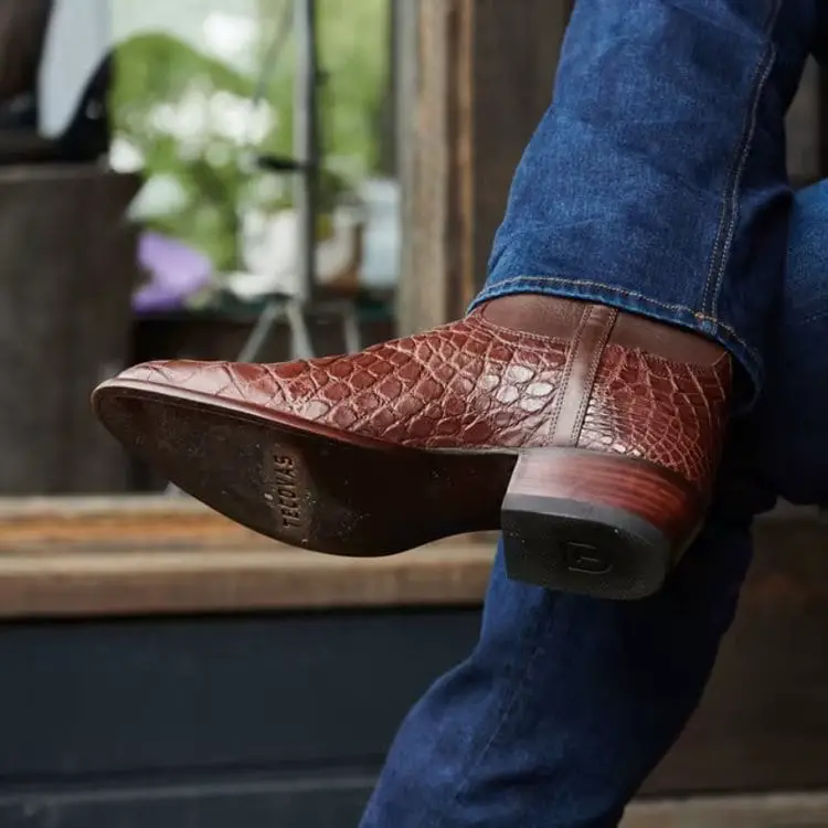 the smooth leather sole of The Austin cowboy boots from Tecovas