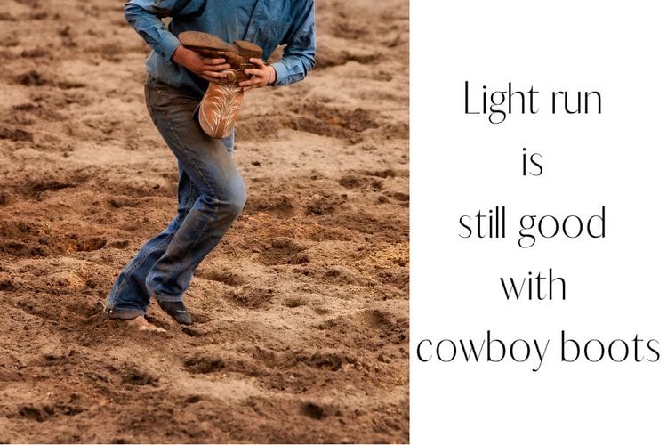 Man running in cowboy boots