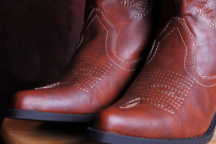 glossy toe box of new cowboy boots