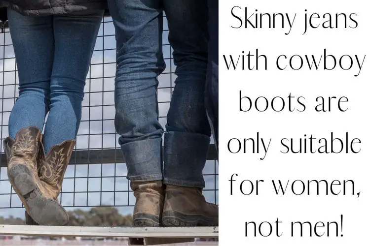 man wear cowboy boots with jeans