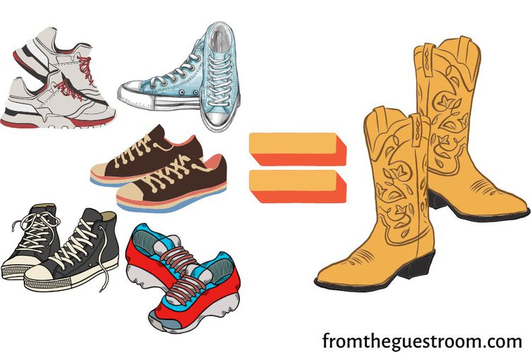 5 pairs of sneakers equal to a pair of cowboy boots