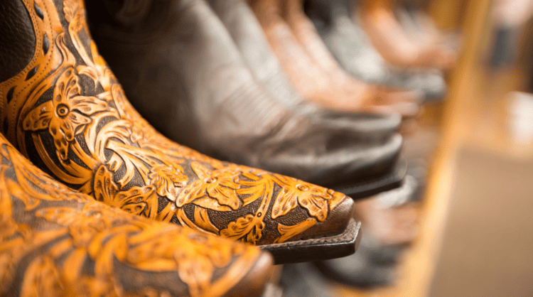 Cowboy boots on the store