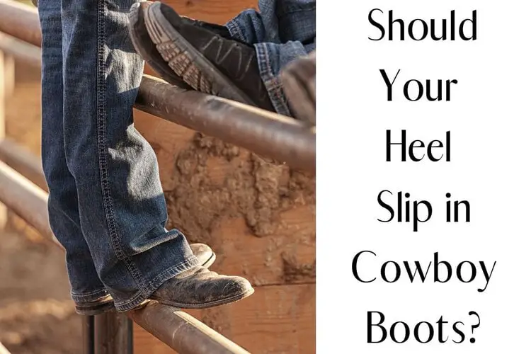 Man wear cowboy boots stand on the wooden fence and the title