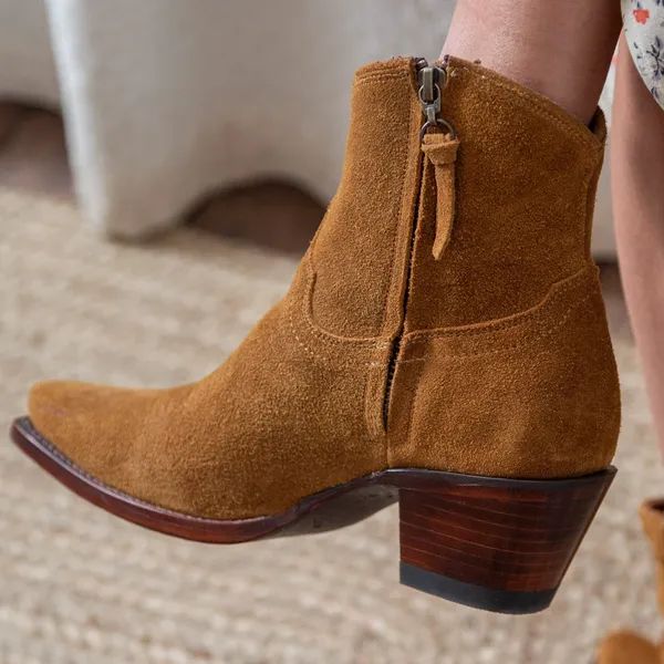 The Daisy suede boots with zippers from Tecovas