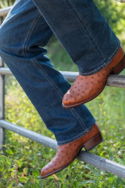 The Wyatt pecan ostrich boots from Tecovas