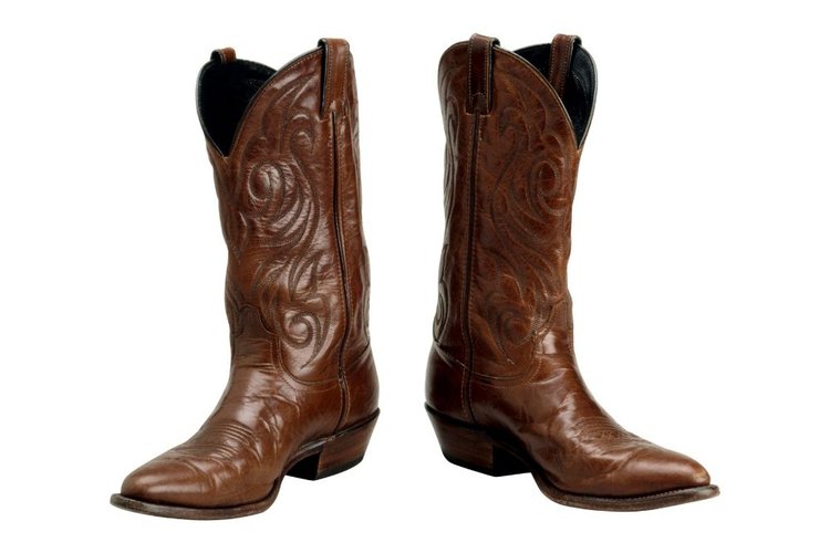 new glossy brown cowboy boots