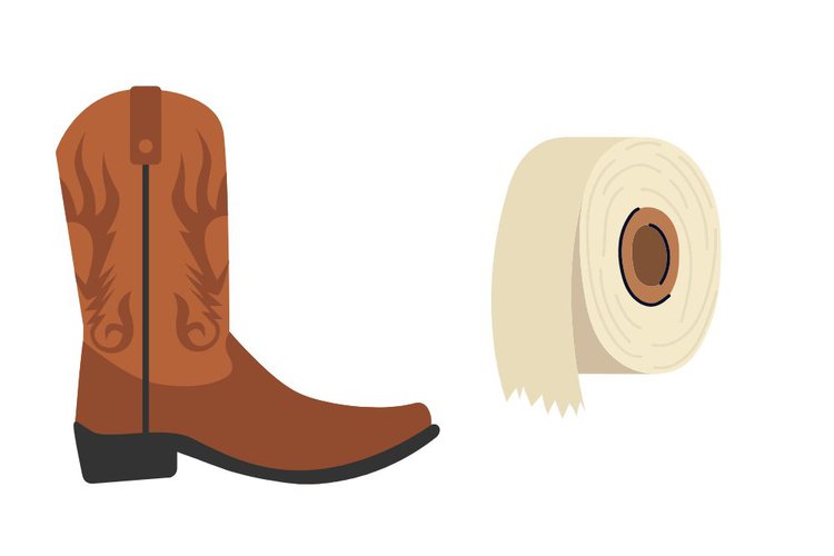 roll tape and cowboy boot