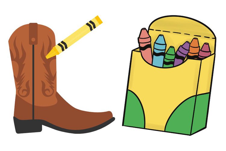 use crayons to change the stitching color of cowboy boots