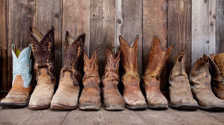 Cowboy boots on the wooden floor