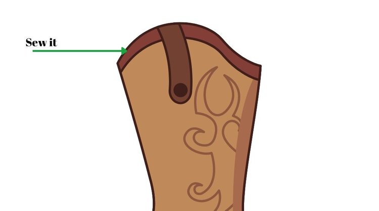 Sew the top of cowboy boots