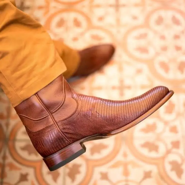 The Nash bourbon lizard boots from Tecovas