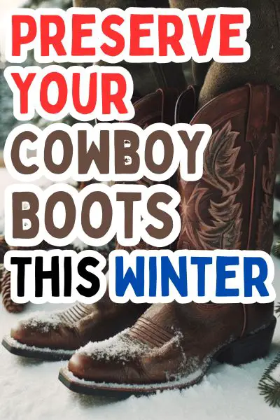 A man wears cowboy boots in the winter