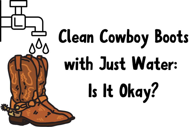 Cowboy boot under watertap and the title