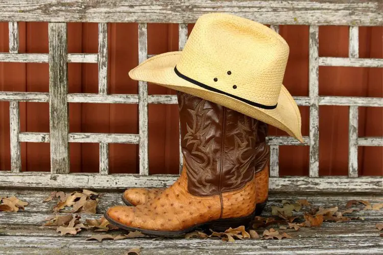 Ostrich cowboy boots and cowboy hat