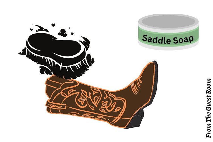 apply saddle soap on cowboy boots with a horsehair brush